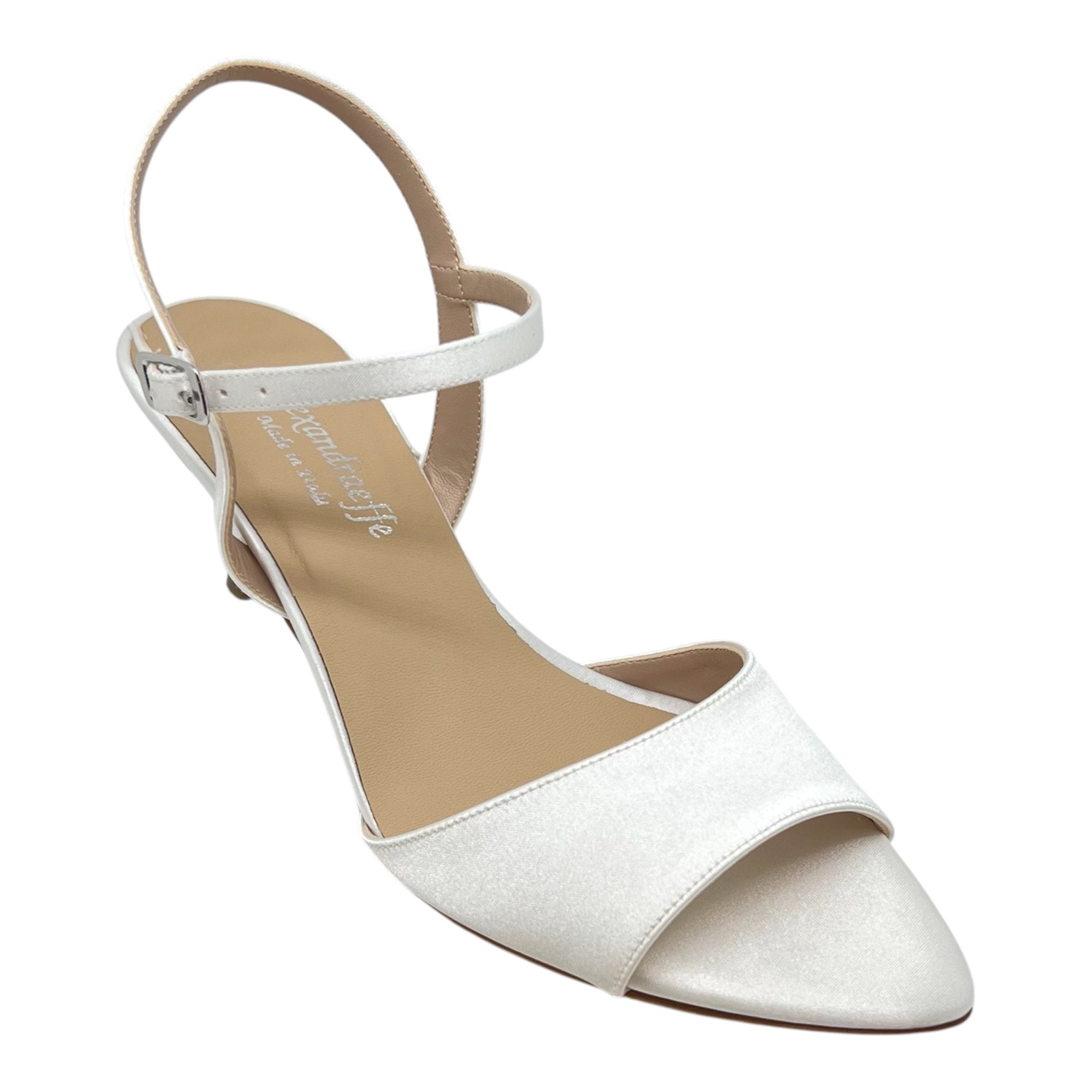Sandalo sposa raso bianco seta tacco 50 Lilly