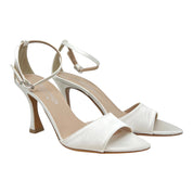 Sandalo sposa raso bianco seta Tacco largo Mandy made in Italy by Alexandraeffe Napoli