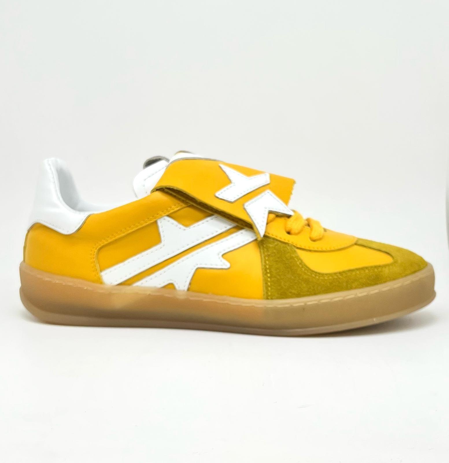 Sneakers pelle gialla made in Italy